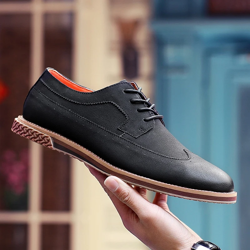 fashion suede leather men shoes elegant male footwear italian office leisure moccasins dress classic brogue oxford shoes for men (27)