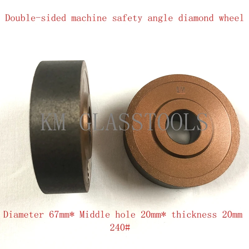 

Good quality! Double-sided machine safety angle diamond wheel. Diameter 67mm* Middle hole 20mm* Thickness 20mm.