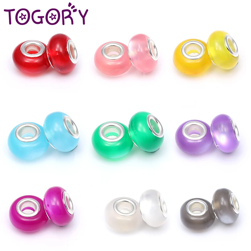 

TOGORY 2 Pcs/lot 9 Style European Crystal & Glass Murano Glass Charm Beads fit DIY Pandora Bracelets & Bangles For Wom Jewelry