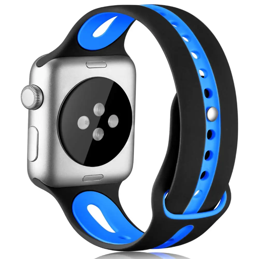 Силиконовый ремешок для apple watch band 44 мм 40 мм наручных часов iWatch, ремешок 38 мм 42 мм дышащий спортивный ремешок Браслет apple watch 5 4 3 2 1