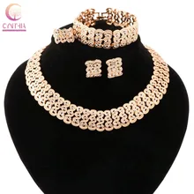 África Juegos de joyería estilo americano Dubai oro color Juegos de joyería moda nigeriana boda Africana Cuentas joyería