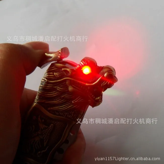 Bronze and wine red Color Windproof dragon Lighter With Pocket Knife Red Light Eyes Fantastic