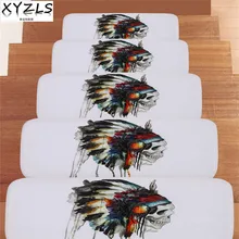 XYZLS 5 шт./компл. Прохладный индийский череп противоскольжения лестничные коврики для лестницы шаг Pad коврик на кухню Пол Дверной Коврик