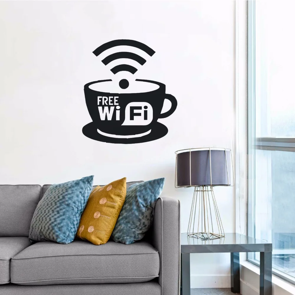 Бесплатная Wi Fi наклейка с логотипом на стену окна кофе кафе ресторан настенное