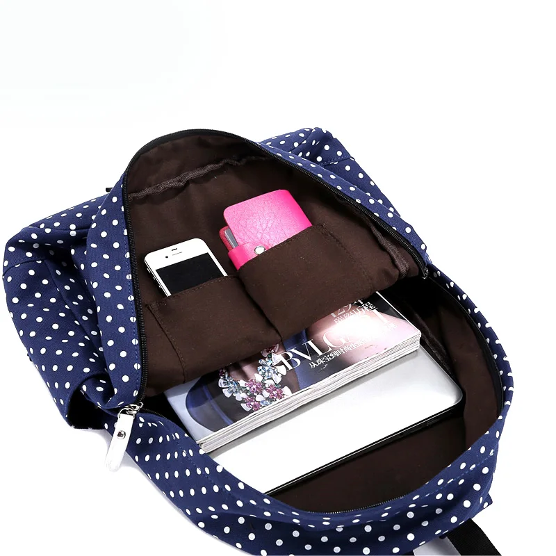 Женский холщовый рюкзак с принтом в горошек для девочек подростков|women backpack|women