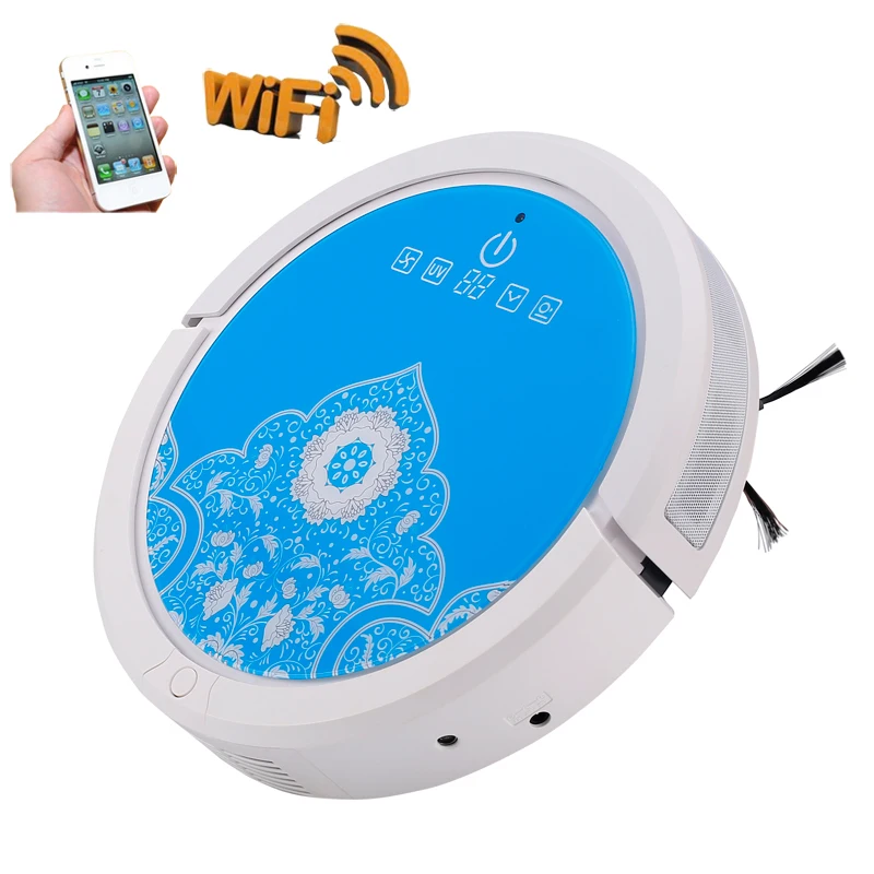

NEWEST Arrival Fashion Fresh Blue Color Smartphone WIFI App Robot Vacuum Cleaner Robot Aspirador Updated with 150ml Water Tank