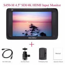 Feelworld S450-M 4.5» SDI/4K HDMI Input On-Camera Monitor Full HD Screen Video Display 3G-SDI Output Video Monitor for Camera