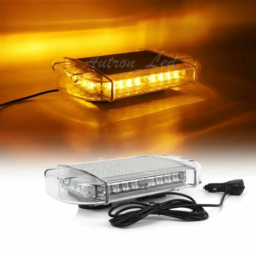 

13" 24W LED Amber Rooftop Emergency Warning Beacon Vehicle Mini Strobe Light Bar