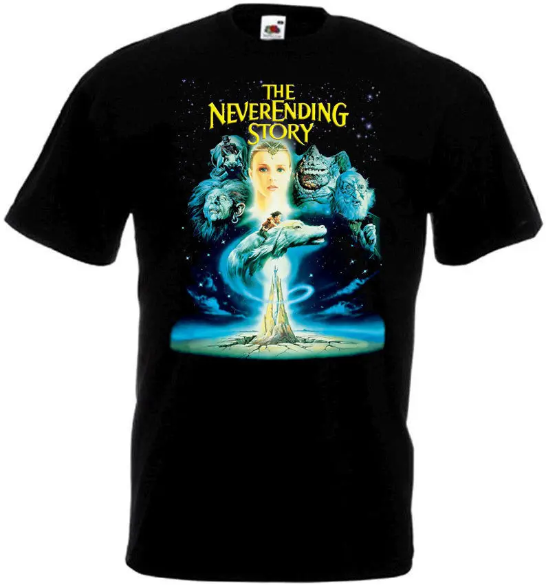 

THE NEVERENDING STORY Movie Poster T shirt black all sizes Brand Cotton Men Clothing Male Slim Fit T-Shirt