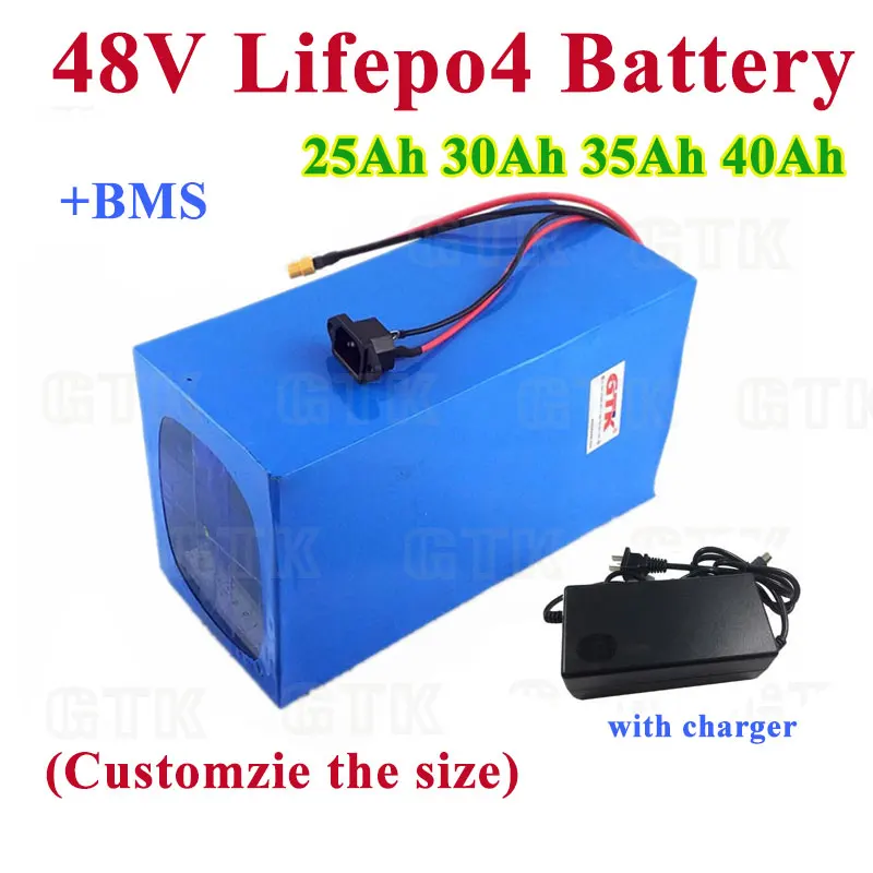

Customized Lifepo4 25Ah 30Ah 35Ah 40Ah 48v Lithium battery pack with BMS for 2500w ebike wheel chair inverter RV GV +3A charger