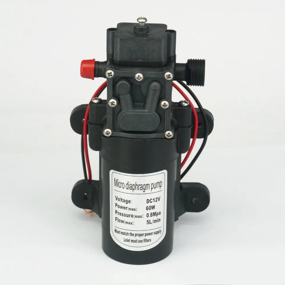 

10mm Hose In 1/2" BSP Male Out 12V DC 60W Diaphragm Water Pump Self-priming Booster Backflow330L/H Home Garden