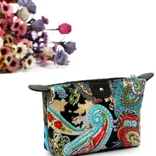 Woweino Multifunctional Portable Women Vintage Flowers Pattern Makeup Bag Storage Organizer Beauty Case Travel Pouch Comestic