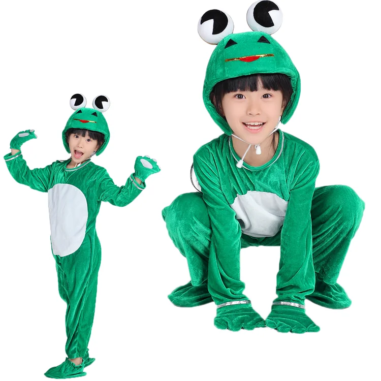 Disfraz de rana verde para niños, ropa de cosplay divertida de animales