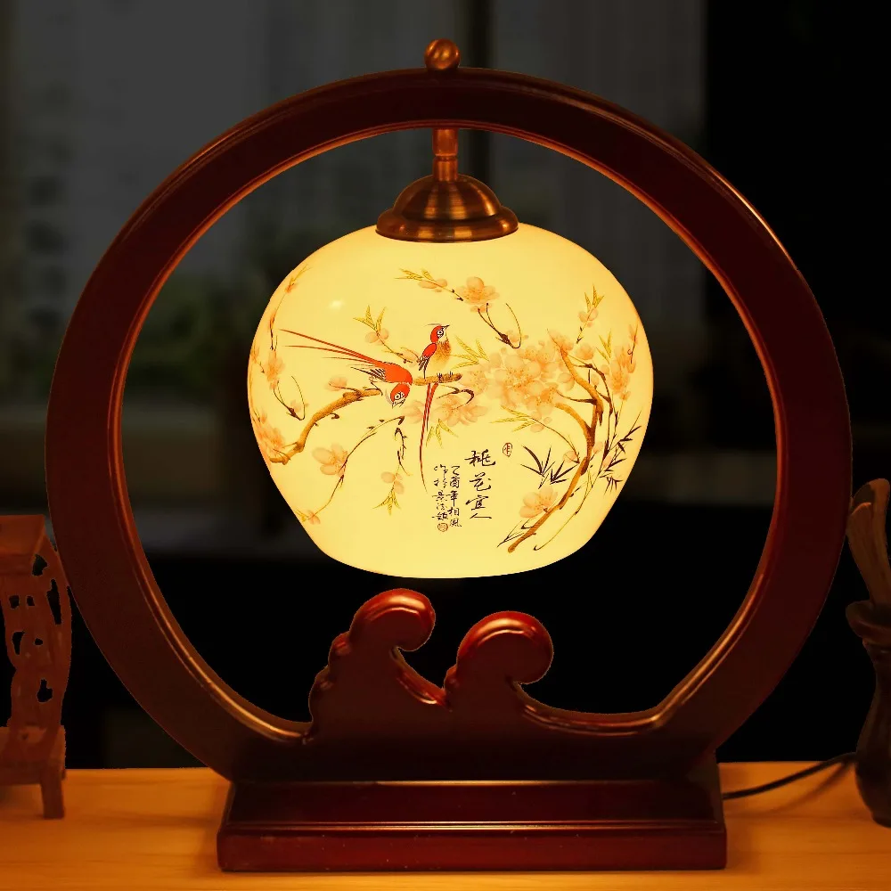 Jingdezhen Chinese porcelain ceramic table lamp bedroom living room dining room decoration restaurant table lamp (1)