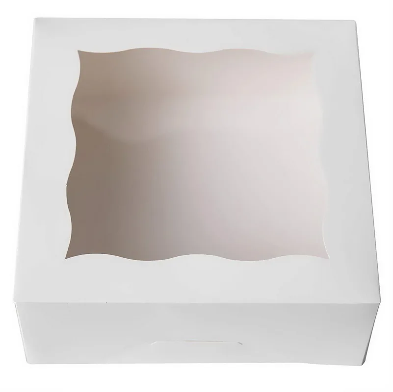 Белые коробки печенья для пекарни с окнами 6x6x2,5 дюймов упаковка печенья для печенья 12 шт