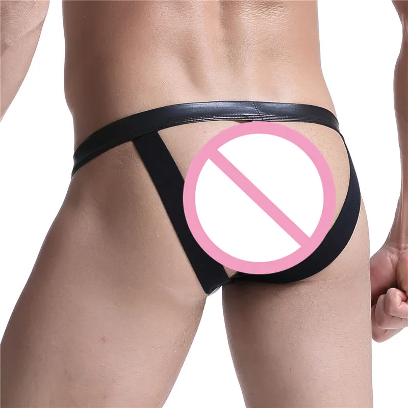 Мужские трусы Тонги из искусственной кожи с открытой спиной|underwear briefs|briefs