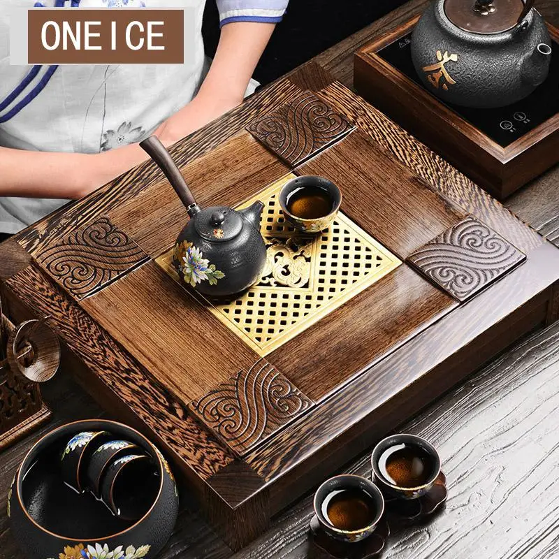Tea Tray Solid Wood Tea Sea Chicken Wing Ebony Drawer Table Tea Ware Stone tea tray with stand Kongfu Tea Tray Solid Wood Tea Sea Chicken Wing Ebony Drawer Table Tea Ware Stone tea tray with stand Kongfu