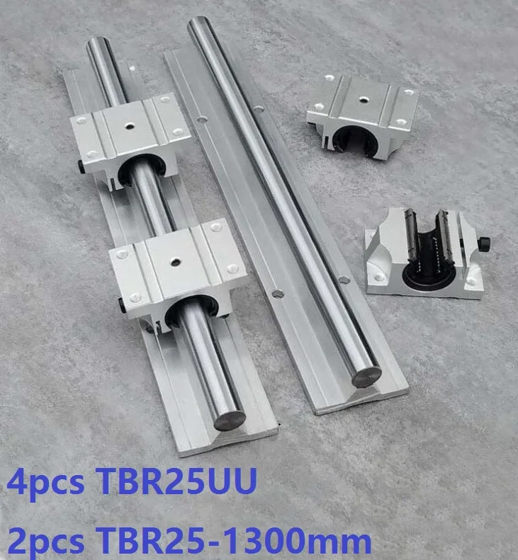

2pcs TBR25 -L 1300mm support rail linear guide + 4pcs TBR25UU linear bearing blocks for CNC linear rail