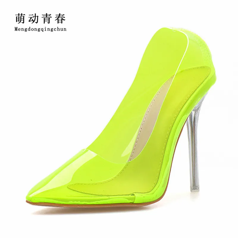 

Gladiator Women High Heels Sandals Sexy Clear PVC Pointed Toe OL Office Shoes Slip On Summer Dress Shoes Women Pumps Zapatos