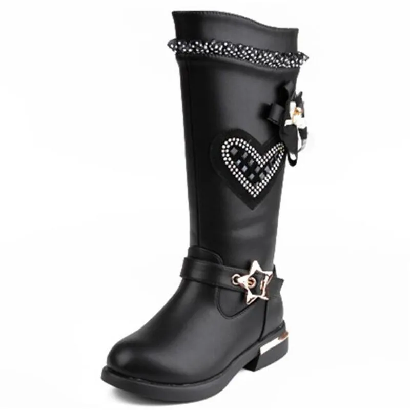 

New Children Shoes Rhinestone Fashion Short plush High Boots Girls Princess Warm Snow Boots Kids PU Leather Martin boots 02A