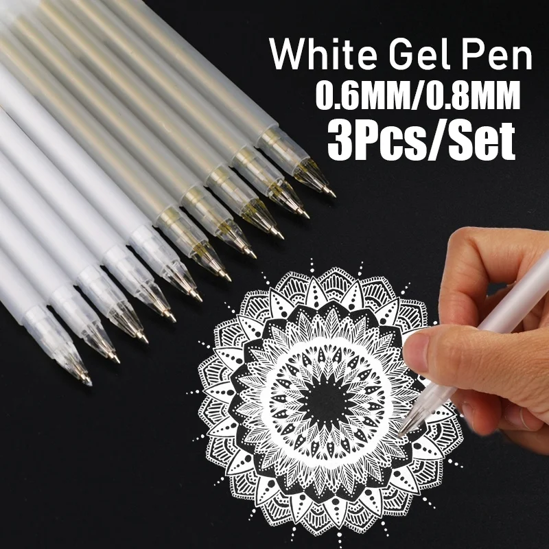 

0.6mm/0.8mm White Ink Photo Album Gel Pen Stationery Office Learning Cute Unisex Pen Wedding Pen Gift for Kids Writing Supplies