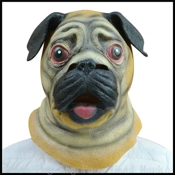 

Adults Size Halloween Party Cosplay Lovely Shar Pei Dog Latex Mask Adult Costume Prop Pug Mask Cute Dog Mask Free shipping