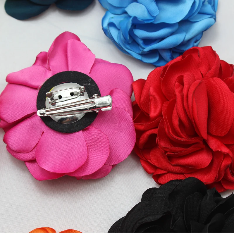 

silk Layered peony Flowers brooch handmade satin flower hairclip for girls' clothes hair accessories 600pcs/lot
