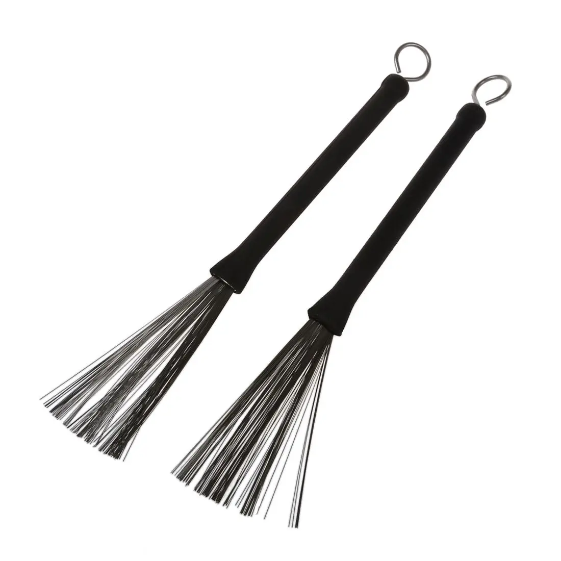 HOT 5X Wire Retractable Loop End Drum Brushes for Jazz Drum Stick Black