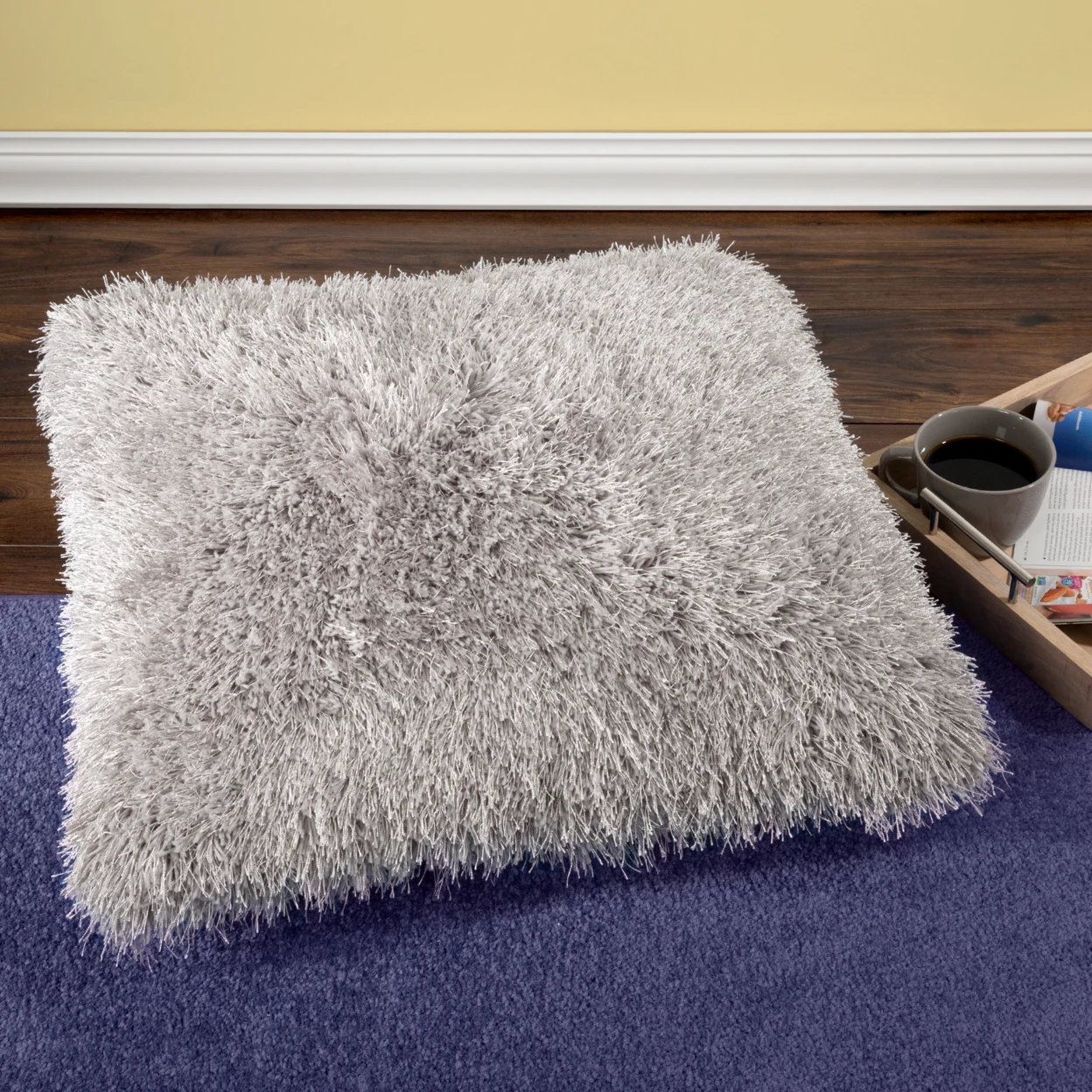 Lavish Home Shag Huge Accent Throw Oversized Pillow 23x23 - Grey (1)