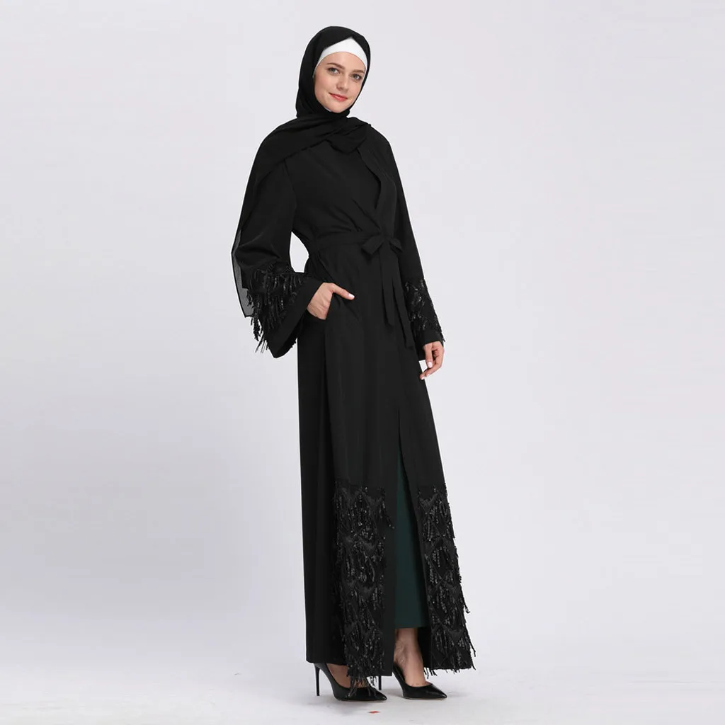 Мусульманские платья и абайя для женщин с цветочным принтом длинный халат открытый кардиган «абайя» мусульманский Дубай халат Рамадан кафтан# G6