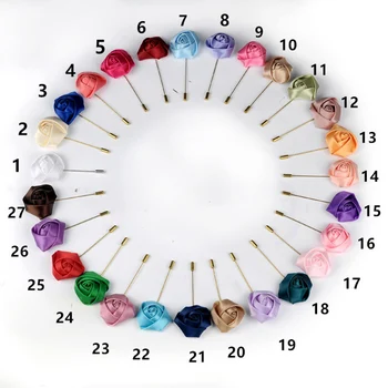 

New fashion men brooch multicolor Solid rose flower lapel pin suit boutonniere fabric yarn pin 27colors button brooches Wedding