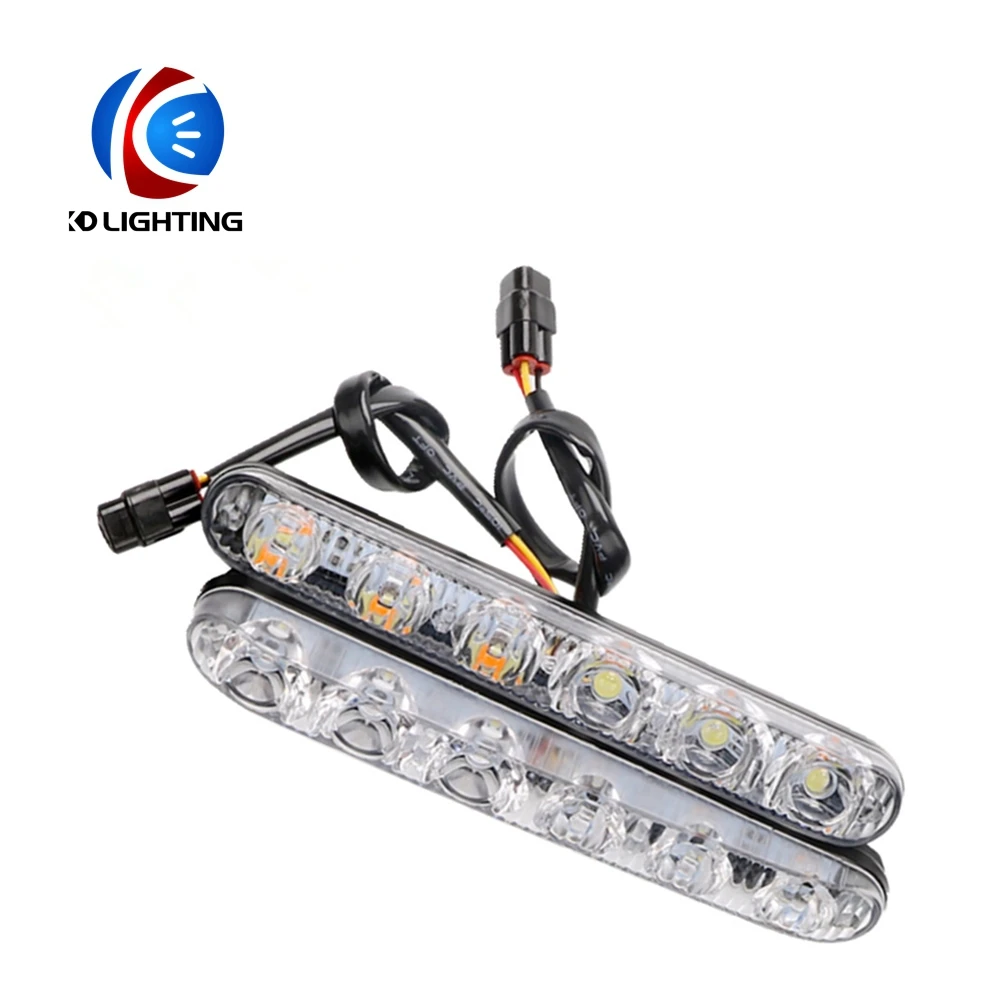 

2PCS* 6LED HP Aluminum Warning Driving Fog Lamp Head Daytime Running Light DRL fog lamp white turn yellow turn signal light 12V