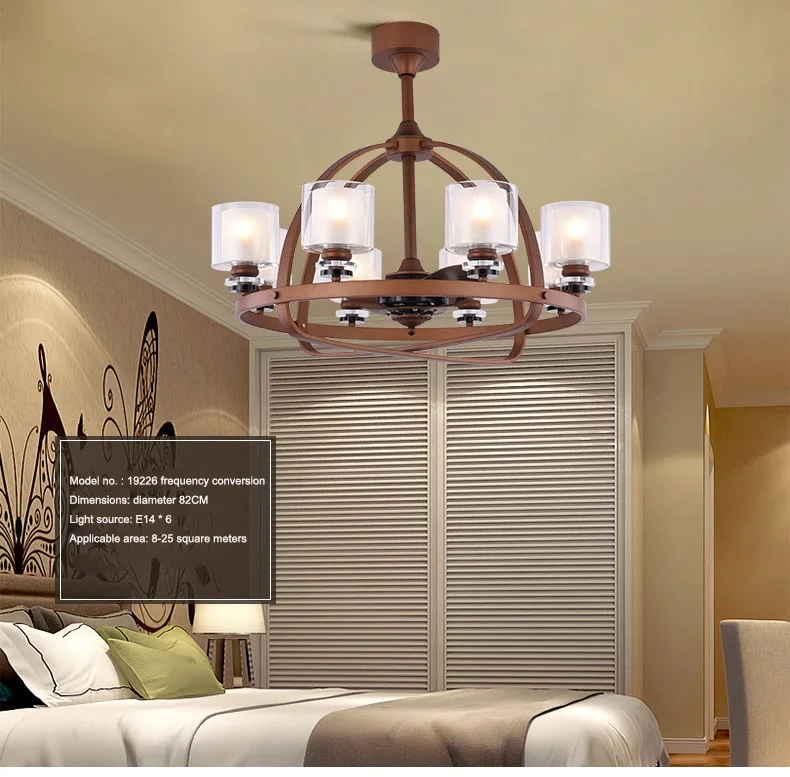 Простая Ретро электрическая люстра с вентилятором для дома, спальни, гостиной, бесшумный вентилятор, светодиодный вентилятор для ресторана
