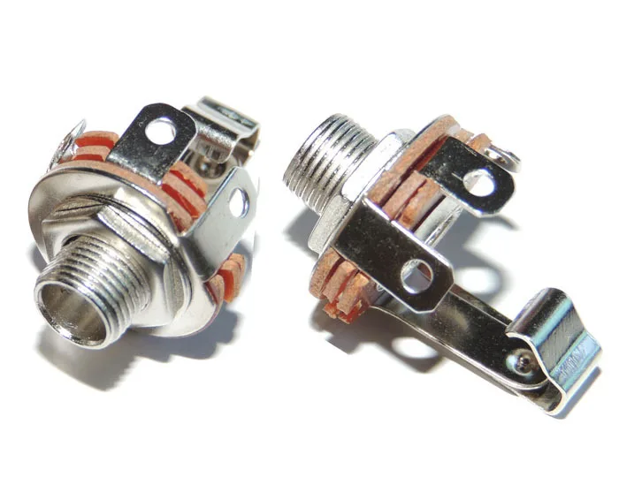 

100PCS 1/4" 6.35mm mono female jack with switch socket panel for MIC Microphone