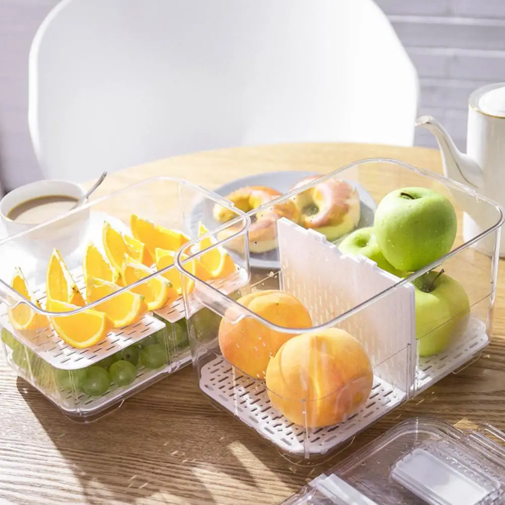 

Plastic Double Sealed Drain Storage Box Refrigerator Fruit Vegetable Drain Storage Containers With Lid Kitchen Fridge Organizer