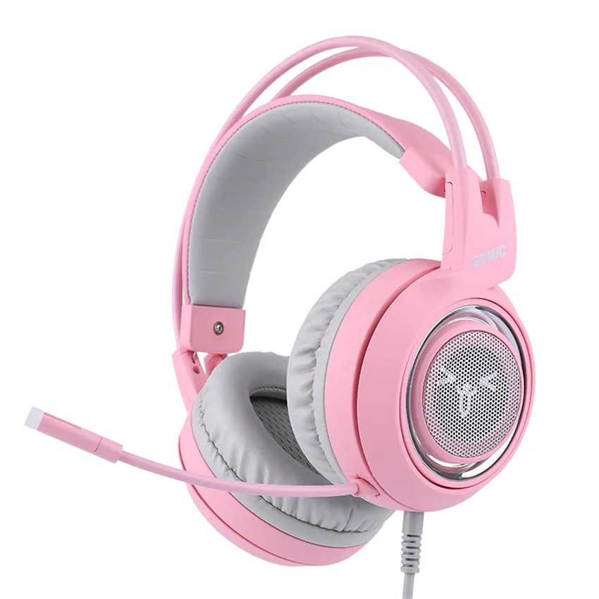 SOMIC G951 Kids Stereo Gaming Headset casque Pink Girls Cat Ear USB 7 1 Surround Sound Headphone with Mic Vibration for PC Gamer