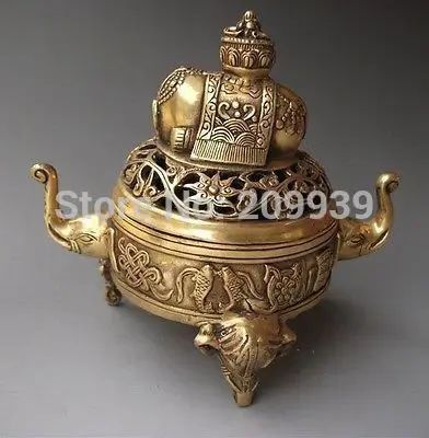 

huij 005384 Chinese Bronze carved Elephant Incense Burners (A0321)