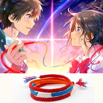 

Fashion Women Men Anime Your Name Bracelets Japan Movie Model Braided Red Kabbalah Ropes Bracelets Pulseras Jewelry For Lovers