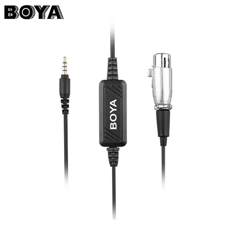

BOYA BY-BCA6 3.5MM to XLR Input Microphone Cable Adapter with integrated preamplifier for IOS for Iphone 8 8 plus Android Phone