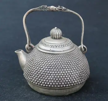 

China silver carved Beautiful dragon Leisurely Teapot Statue
