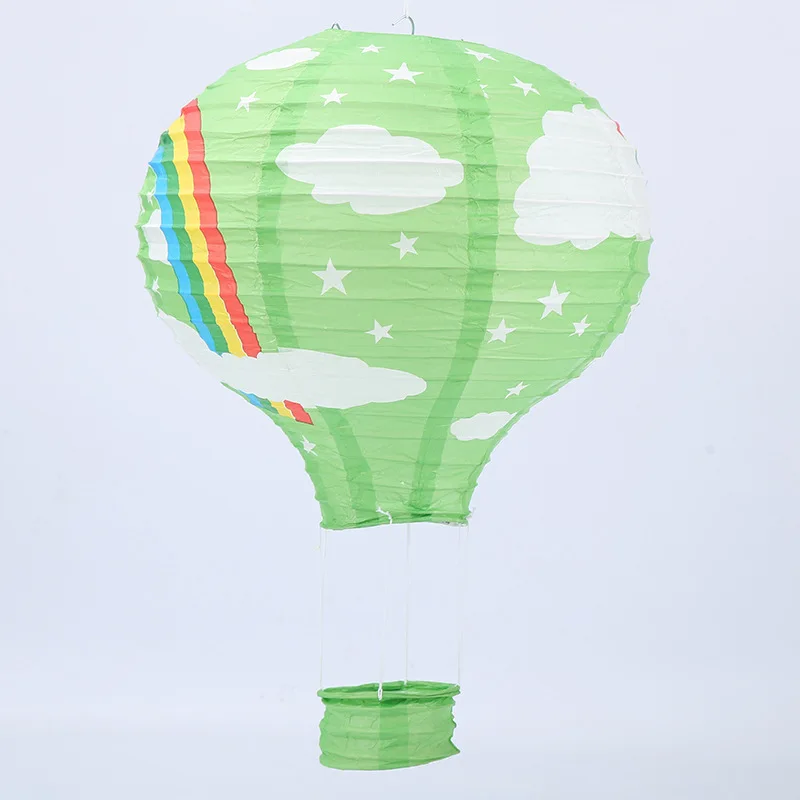 30cm 40cm hot air balloon chinese lantern rainbow heart striped printed lampion babyshower birthday wedding party decorations - Цвет: Green Rainbow