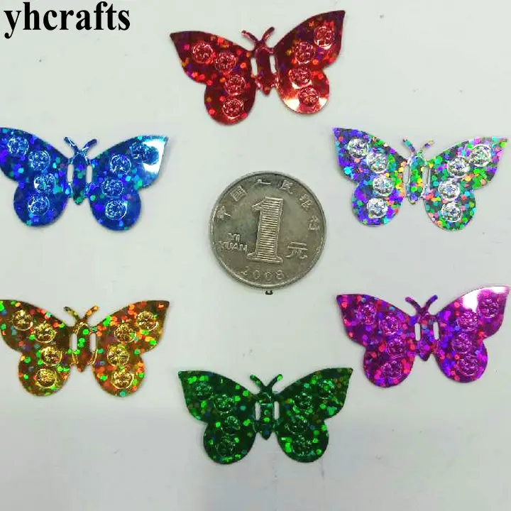 

25gram/Lot Laser butterfly with hole sequin Craft material Kindergarten crafts Intelligence Creative activity item Wholesale OEM