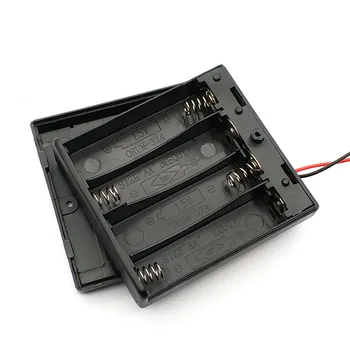

6V 4 X AA Battery Holder Case Slot Holder Plastic Storage Box With OFF/ON Switch Wires For RC Parts For Output DC 6V