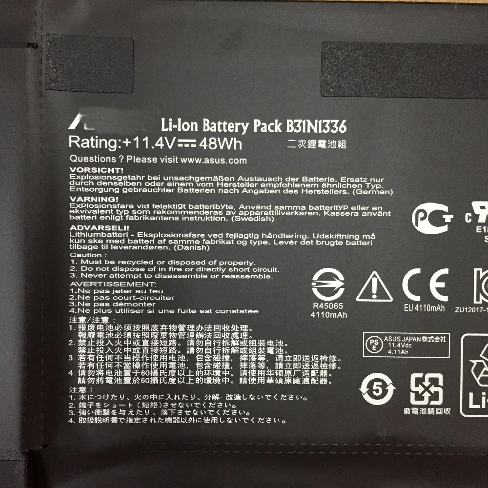 11.4V 48WH New Original B31N1336 Laptop Battery for ASUS VivoBook S551 S551LB S551LA R553L R553LN R553LF K551LN V551 C31-S551