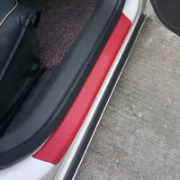 car stickers 4 Pcs Carbon Fiber Car Door Sill Strip Stickers Anti-Scratch Protective Film (5)