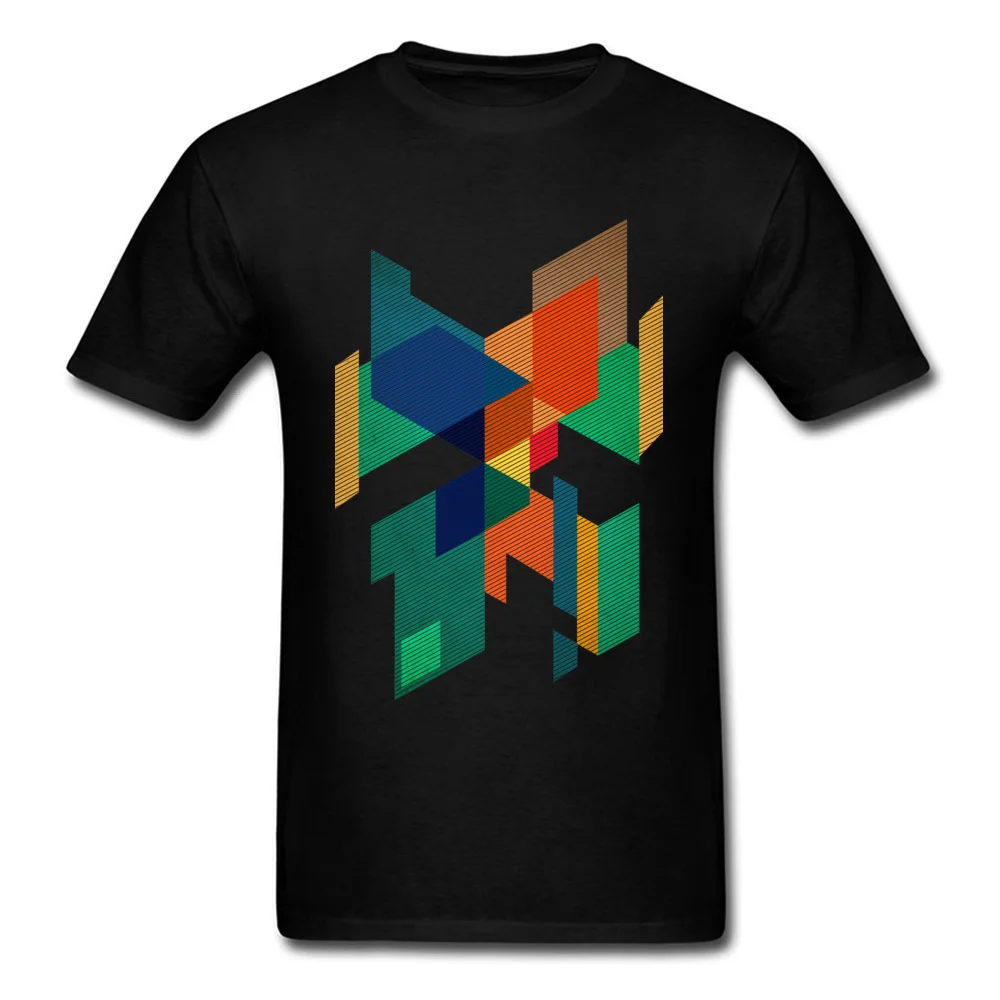 Dominant Men's Tops Tees Abstract Geometric Colors Composition Cool T Shirt Pure Cotton Short Sleeve Group T Shirt Crewneck Abstract Geometric Colors Composition black