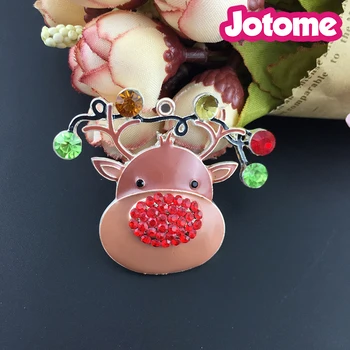 

50pcs / lot DHL free shipping Metal Alloy Animal Deer Stag enamel pendant ,Christmas reindeer pendant