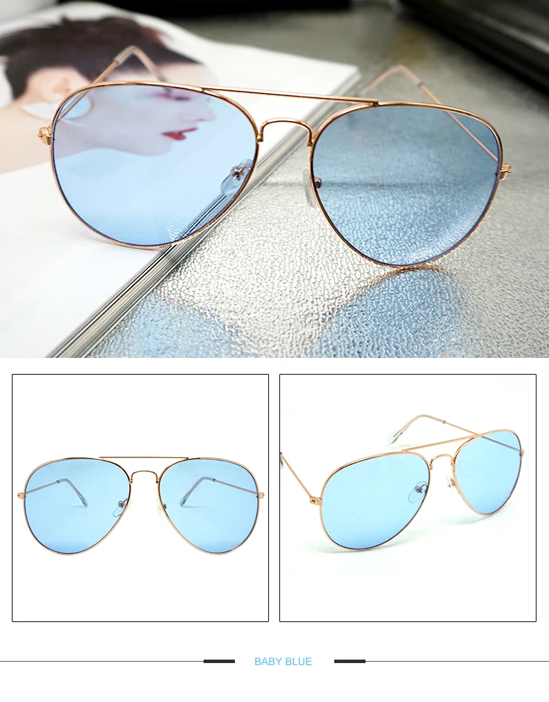 MINIMUM Clear Pink Sunglasses Women Men Ocean Transparent Sun Glasses Candy Color Eyewear Pilot Toad Yellow Lens Glasses Anti-UV1 (17)
