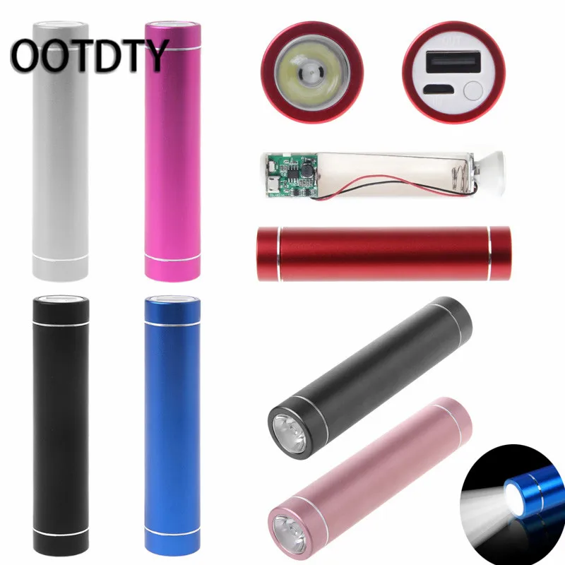 

Single USB Port 1x 18650 Battery DIY Holder Power Bank Case Box 3 Mode Flashlight For Cell Phone Camping Hiking