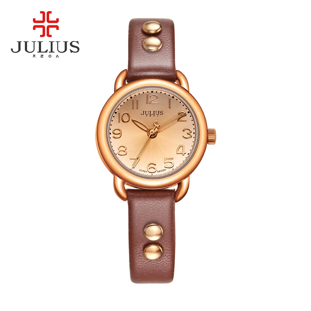

Julius Luxury Brand Quartz Watches Women Bracelet Rivet Designer Watch Female Leather Gold Casual Wrist Watch JA-933 reloj mujer